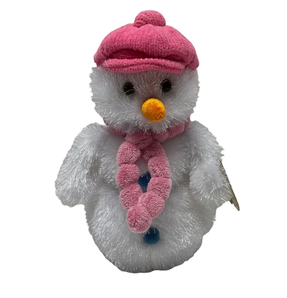 NWT Aurora Frostbite the Snowman Plush Stuffed Animal pink hat scarf